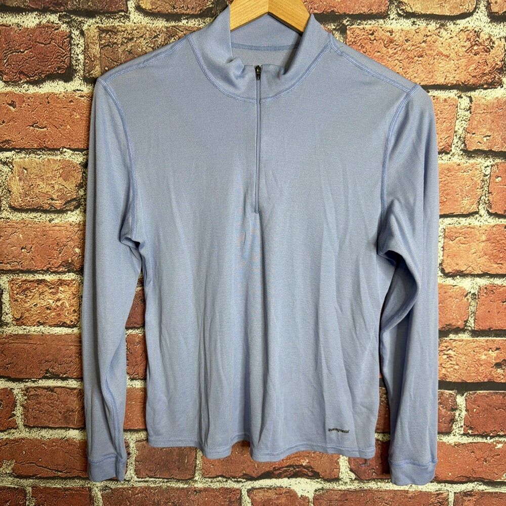 Patagonia Shirt Mens Blue Quarter Zip Capilene Base Layer Stretch Medium